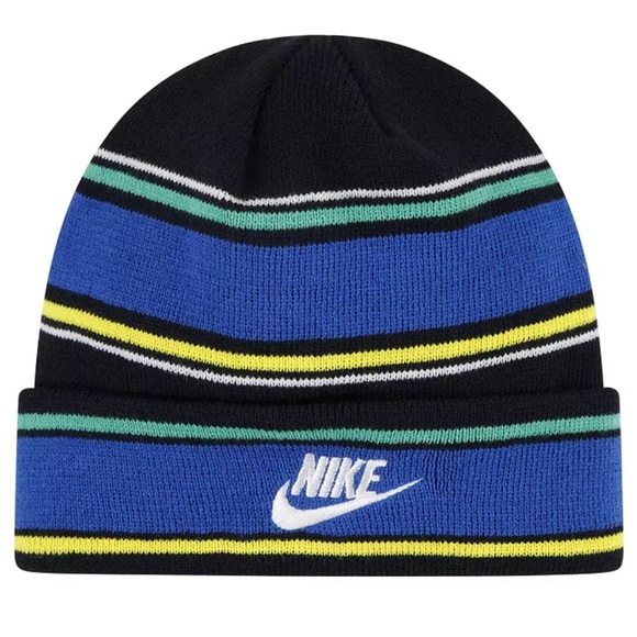 Nike Boys Striped Logo Beanie Hat and Gloves Set - Picture 3 of 3